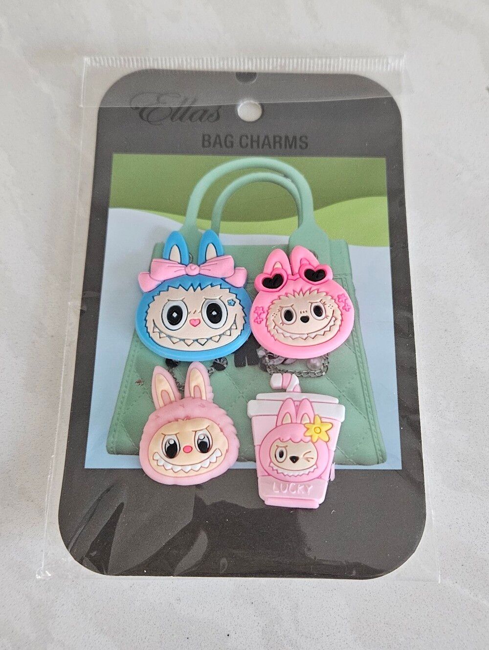 Cute Pastel Monster Character Charms Set Of 4